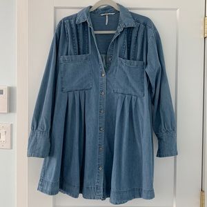 Free People Denim Voyage Plated Dress